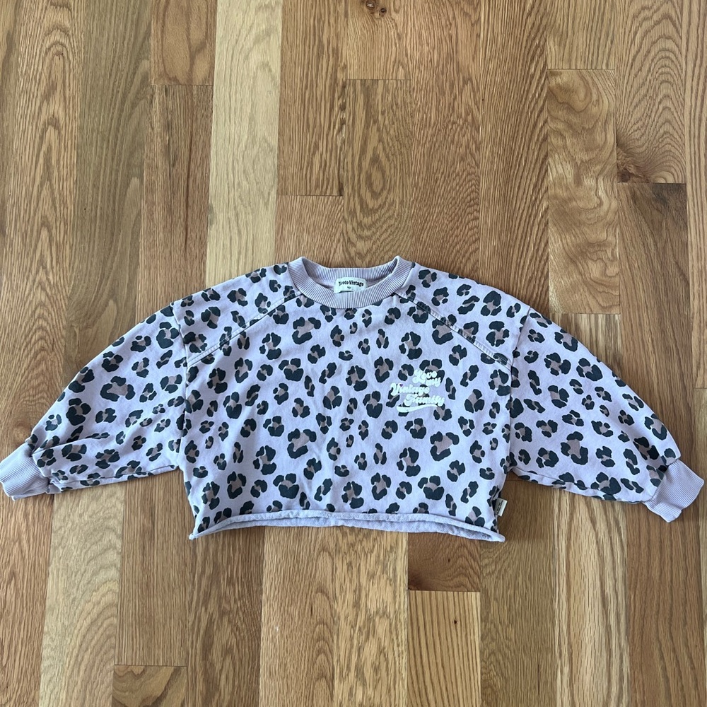 Girls Leopard Print Sweater - Lavender